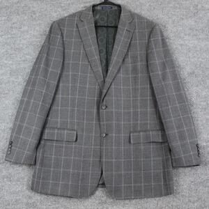 Canaletto Blazer Mens 44L Gray Check Dolcetto Jacket Wool Sport Coat Business